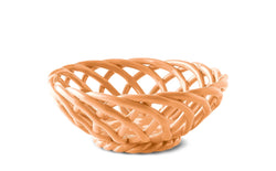 Braided ceramic fruit basket in tangerine by Spanish brand Octaevo, available at www.cuemars.com