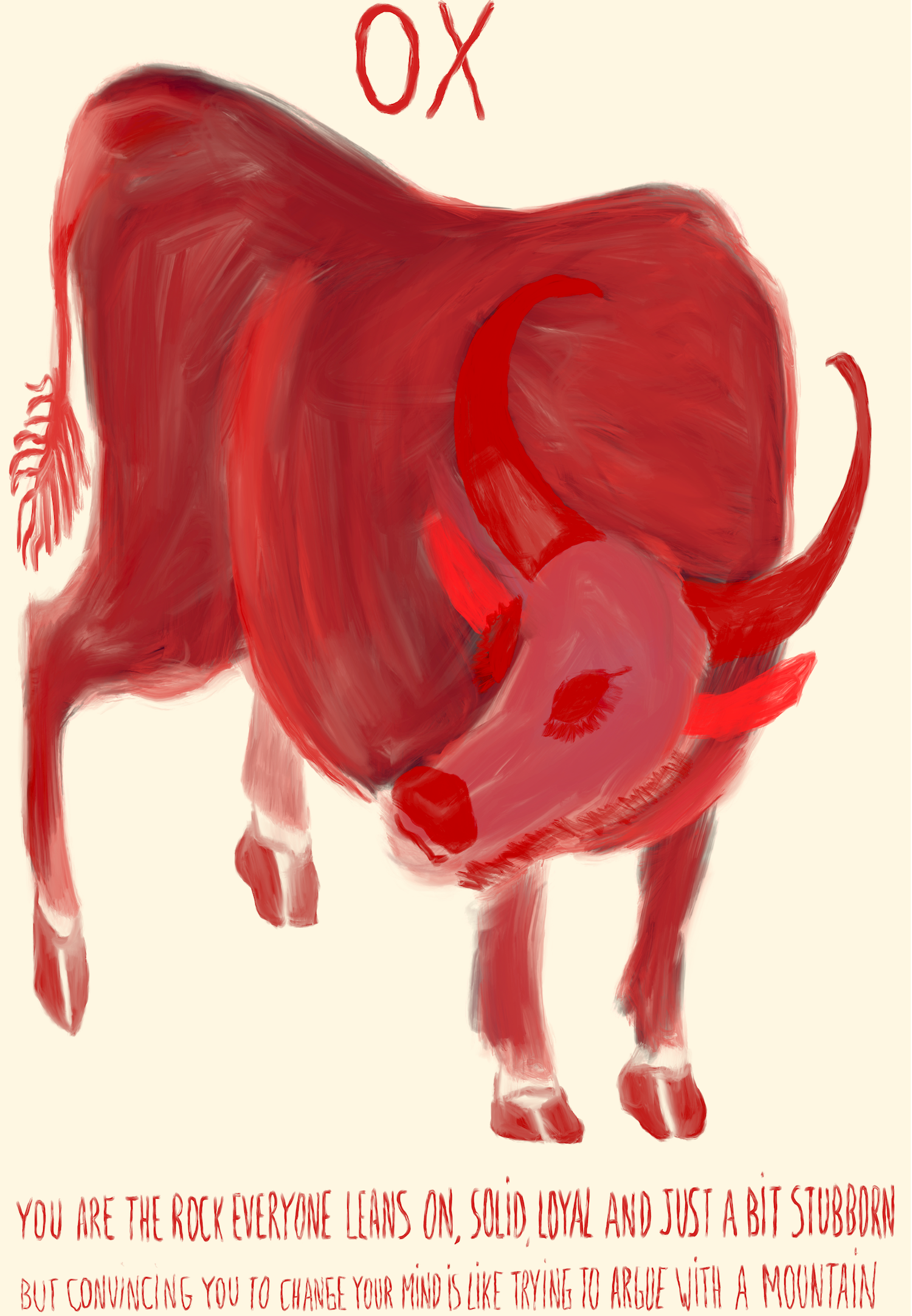 Brut Ox Lunar Star Sign art print – zodiac wall art with sharp humour