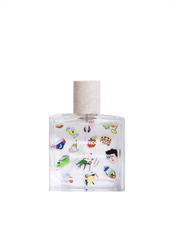 Bottle of perfume with colourful graphics by Maison Matine available at www.cuemars.com