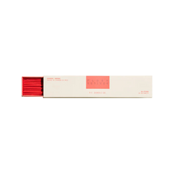 Red Charcoal Incense sticks in cream and read box by PF Candle California, Plush Vetiver scent.