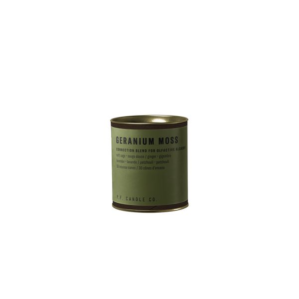 Metalic tin of 30 incense cones from the Alchemy collection by PF Candle, available at www.cuemars.com