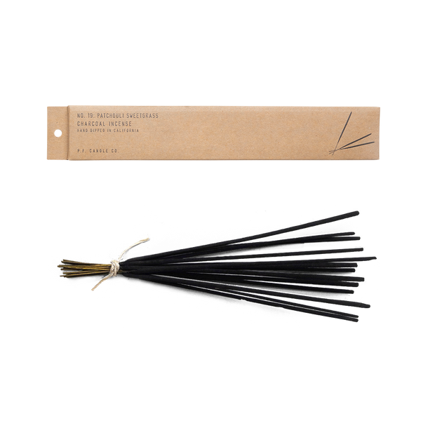 PF Candle Co Patchouli Sweetgrass Charcoal Incense Sticks available at cuemars.com