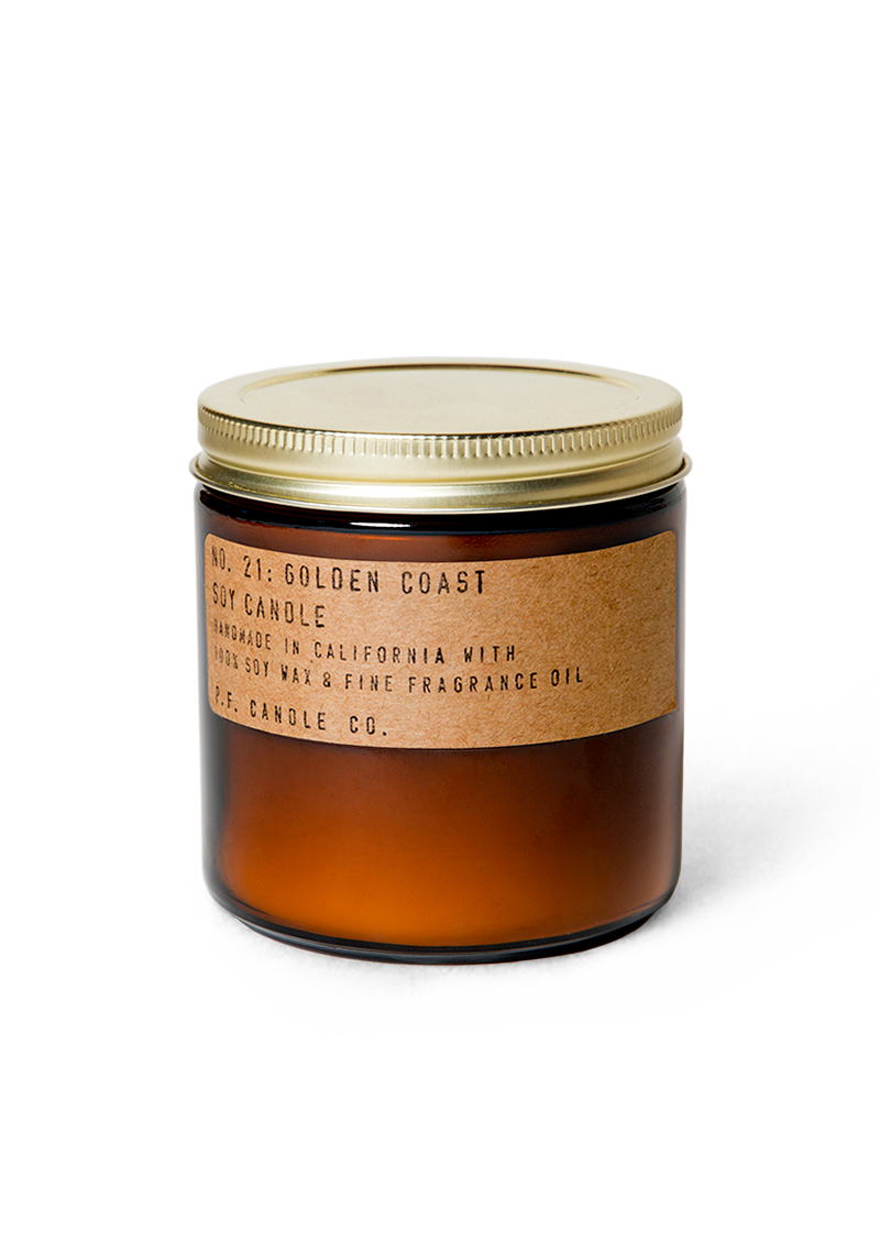 Golden Coast n21 soy wax candle handmade in California by PF Candle Co. Available at cuemars.com