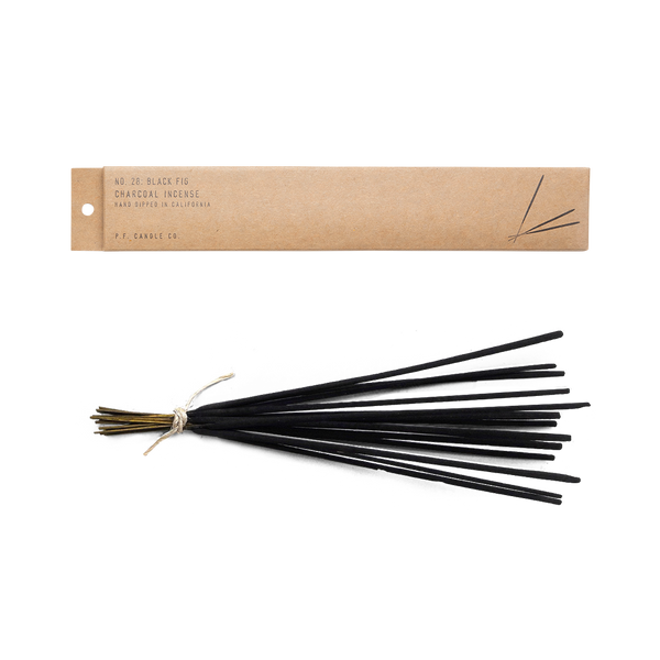 n28 Black Fig charcoal incense sticks, by PF Candle. Available at cuemars.com