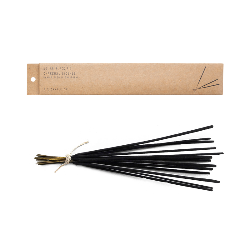 n28 Black Fig charcoal incense sticks, by PF Candle. Available at cuemars.com