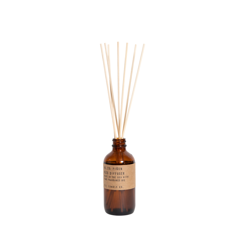 pinon reed diffuser in amber glass by pf candle co 