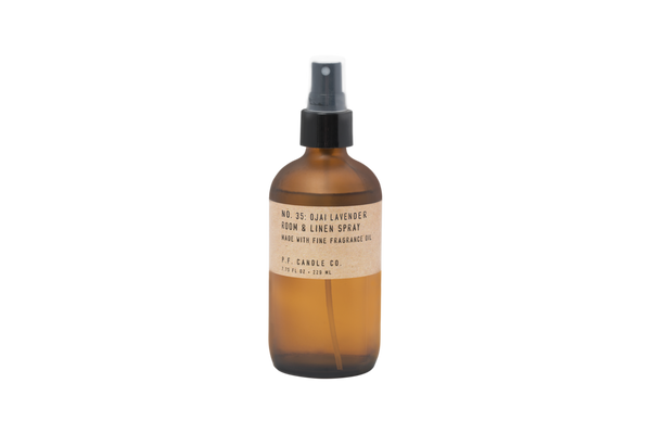 amber glass bottle of room mist by Californian brand PF Candle Co, available at www.cuemars.com