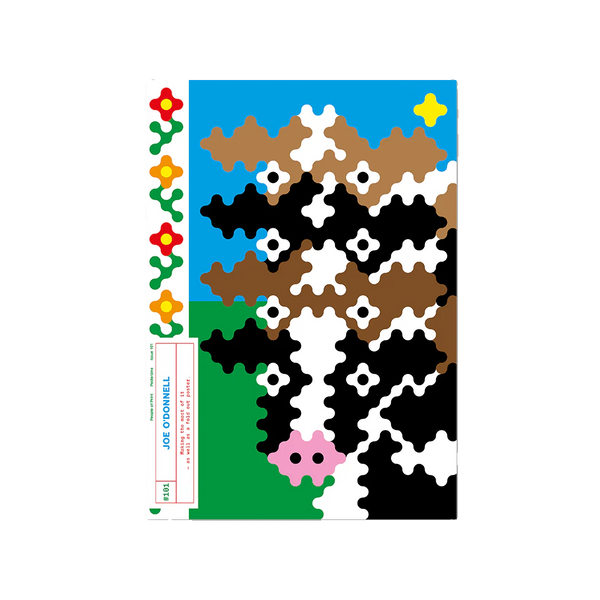 Posterzine Issue 101 pixelated cows and flowers by British artist Joe O'Donnell, available at www.cuemars.com