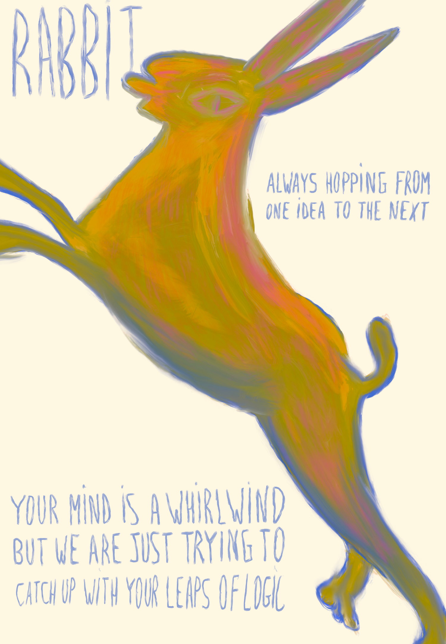 Brut Rabbit Lunar Star Sign art print – witty zodiac wall art