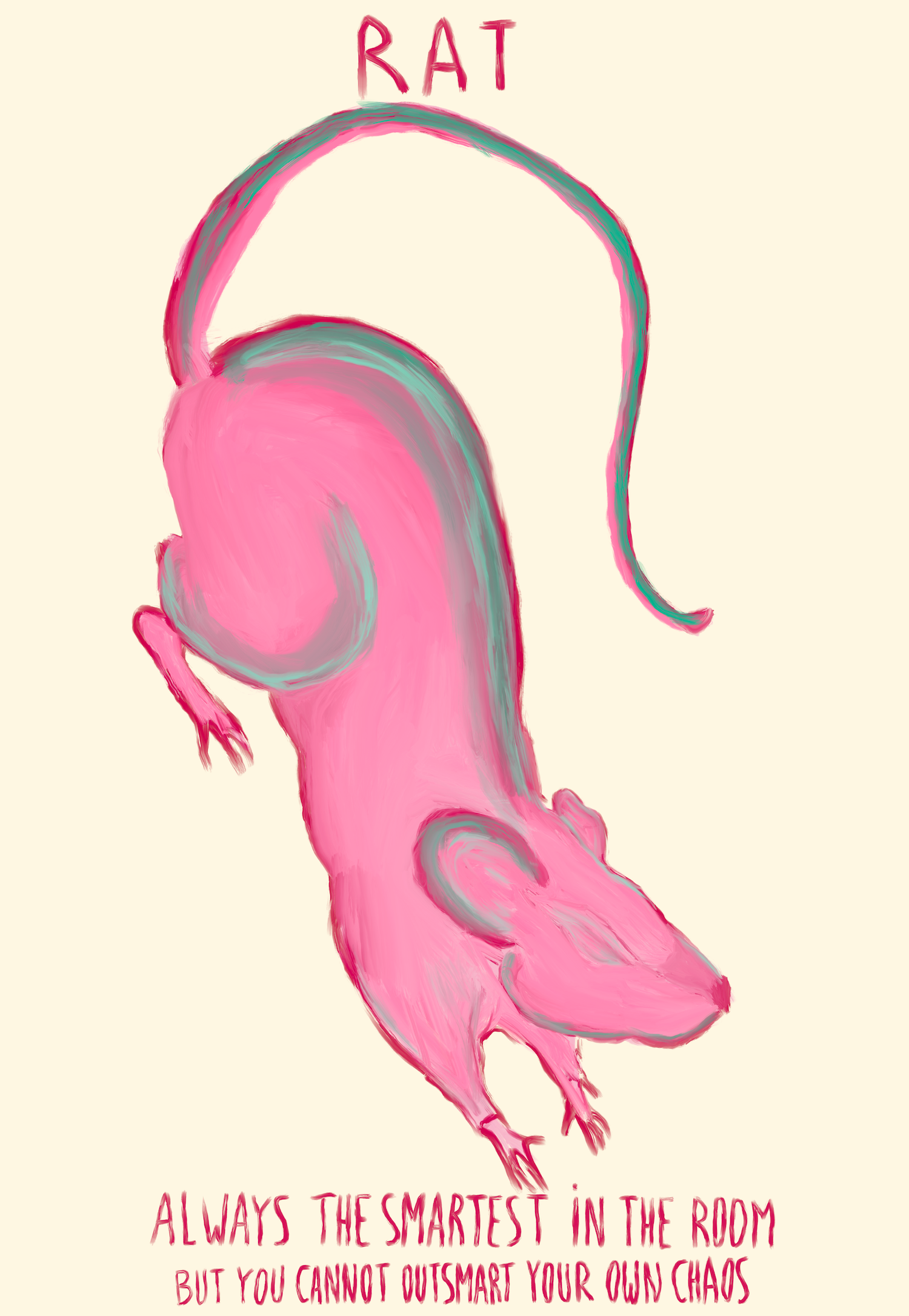 Rat Lunar Star Sign print by Brut – zodiac wall art with satirical design