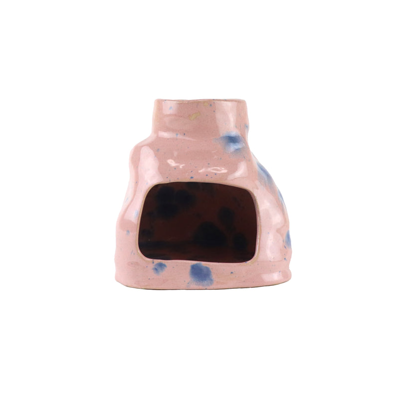 Ceramic oil burner in pastel pink and blue by Polish ceramic studio Siup