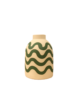 handmade porcelain green wave beehive vase by ceramicist Sophie Alda making this handmade piece a unique staple for home. Available at cuemars.com