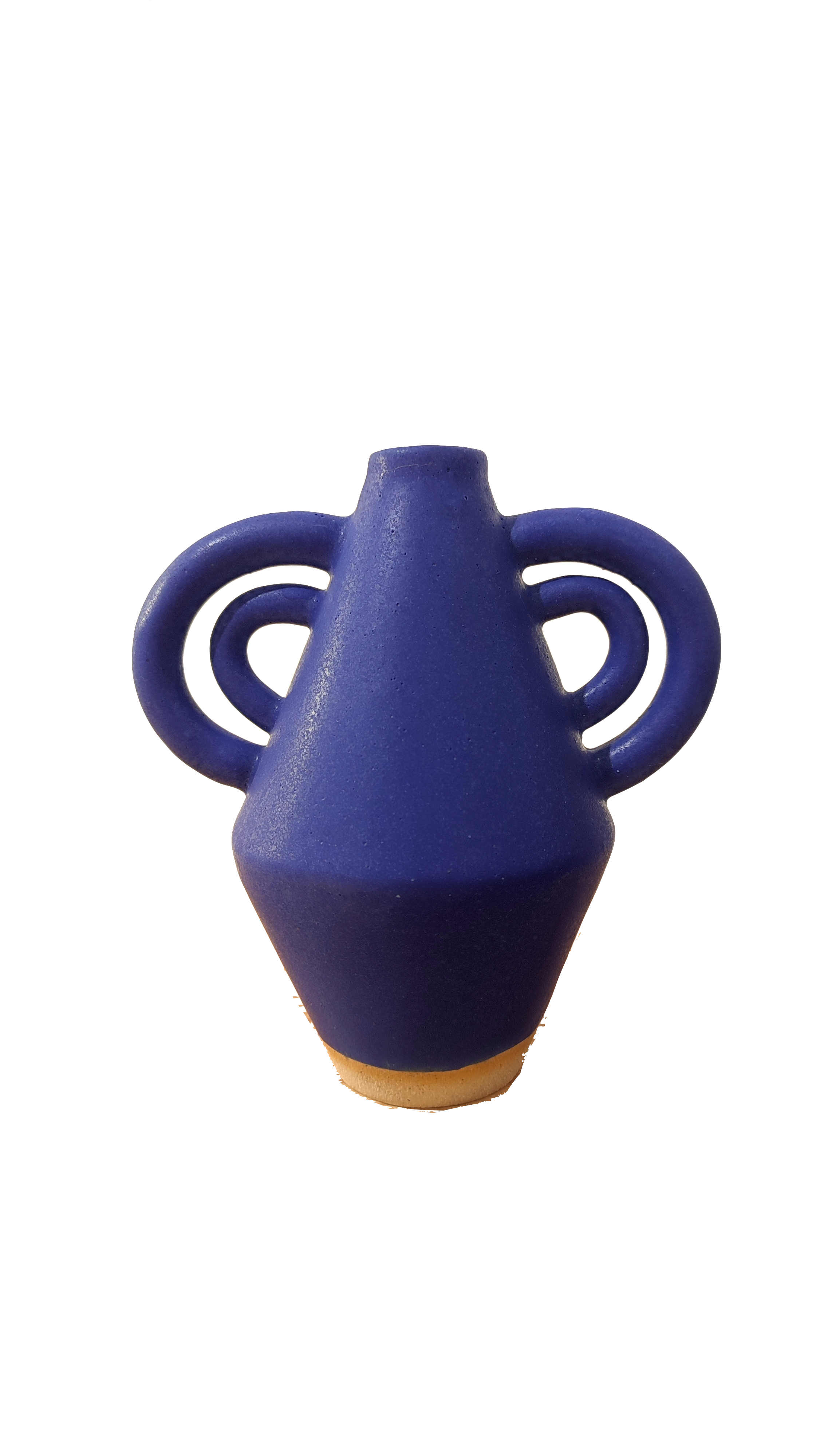 Handmade ceramic diamond vase with handles in speckled white, by Sophie Alda. Available at www.cuemars.com