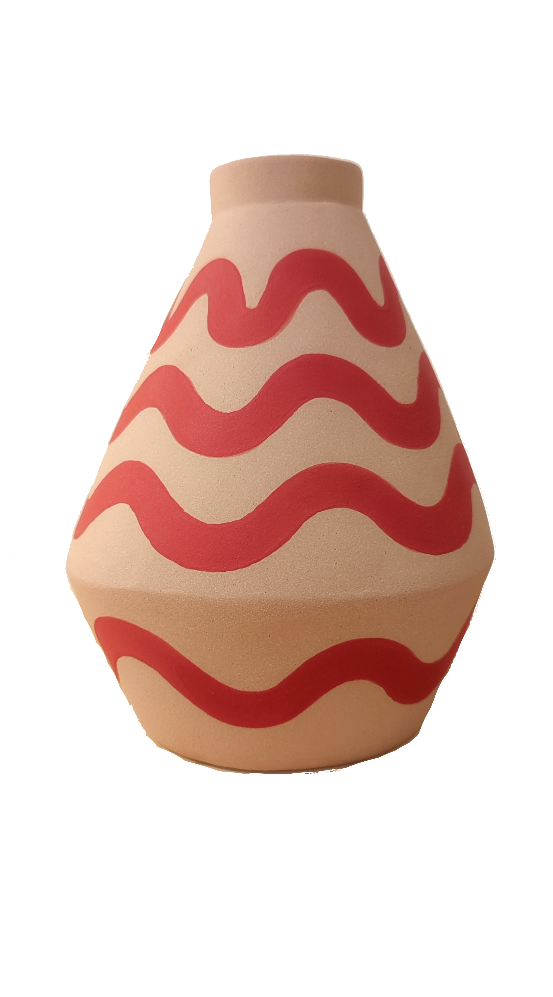 handmade porcelain red and pink wave diamond shaped vase by ceramicist Sophie Alda making this handmade piece a unique staple for home. Available at cuemars.com