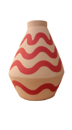 handmade porcelain red and pink wave diamond shaped vase by ceramicist Sophie Alda making this handmade piece a unique staple for home. Available at cuemars.com