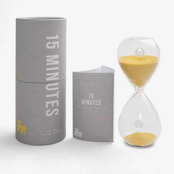 Hourglass 15 minutes mindful timer by The School of Life, available at www.cuemars.com