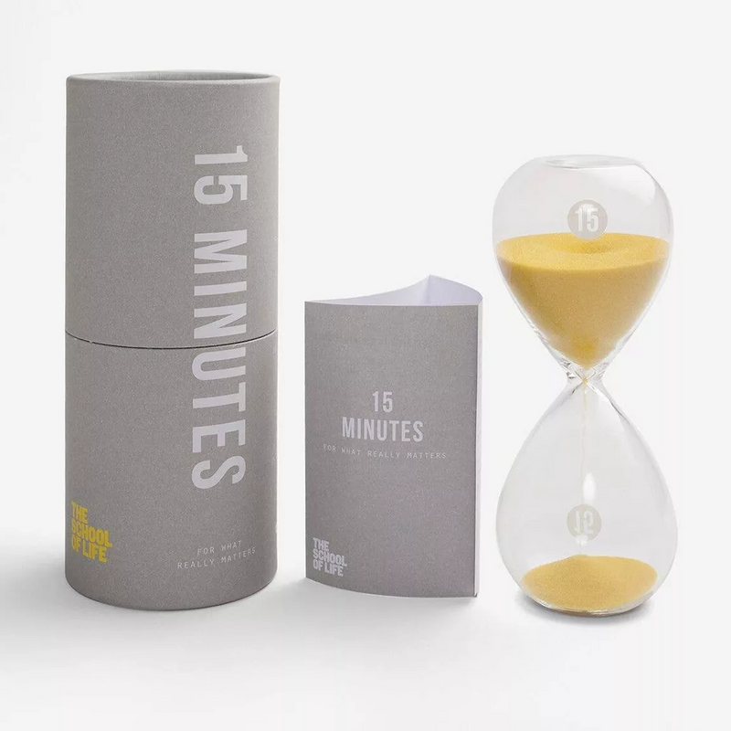 Hourglass 15 minutes mindful timer by The School of Life, available at www.cuemars.com