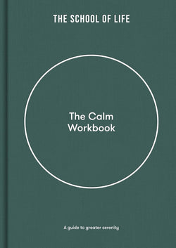 Green book with white circle called The Calm Workbook which is a guide to greater serenity, by The School of Life. Available at cuemars.com  Edit alt text