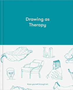 blue and white guided book called drawing as therapy by the school of life. Available at www.cuemars.com