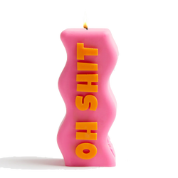 Orange Pink Oh Shit soy wax candle, by UK based independent brand Wavey Casa, available at www.cuemars.com