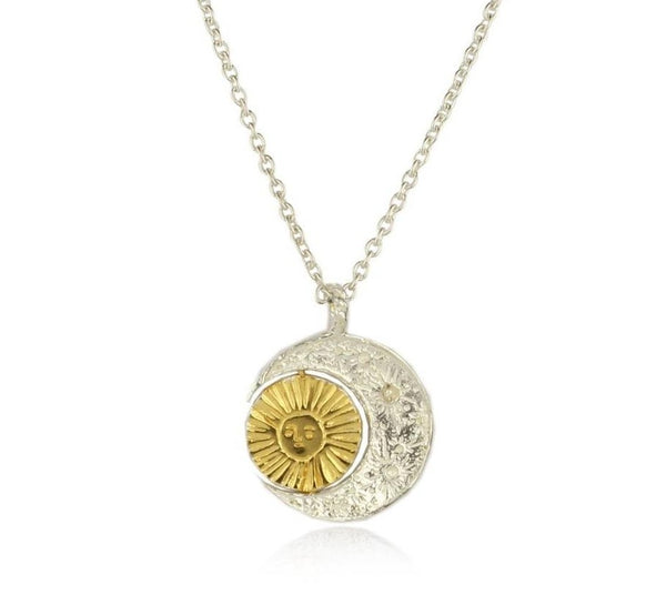 Momocreatura Crescent Moon and Revolving Sun Necklace Gold Plated x Sterling Silver