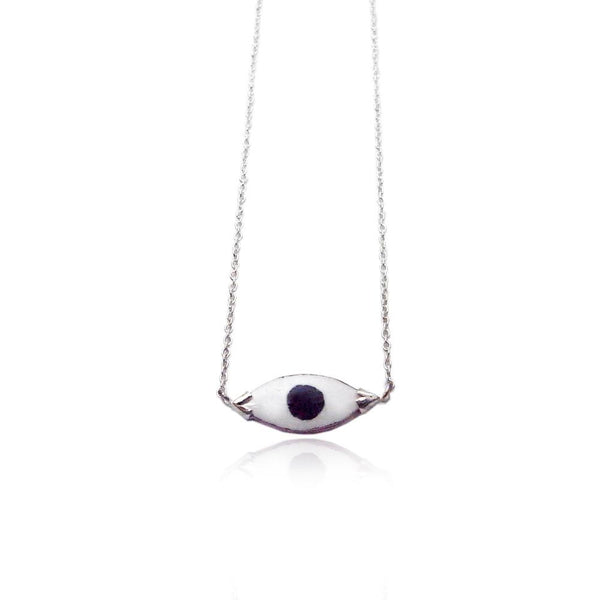 Momocreatura Enamel Eye Necklace Silver