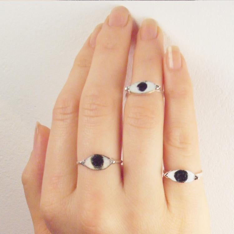 Momocreatura Enamel Eye Ring Silver
