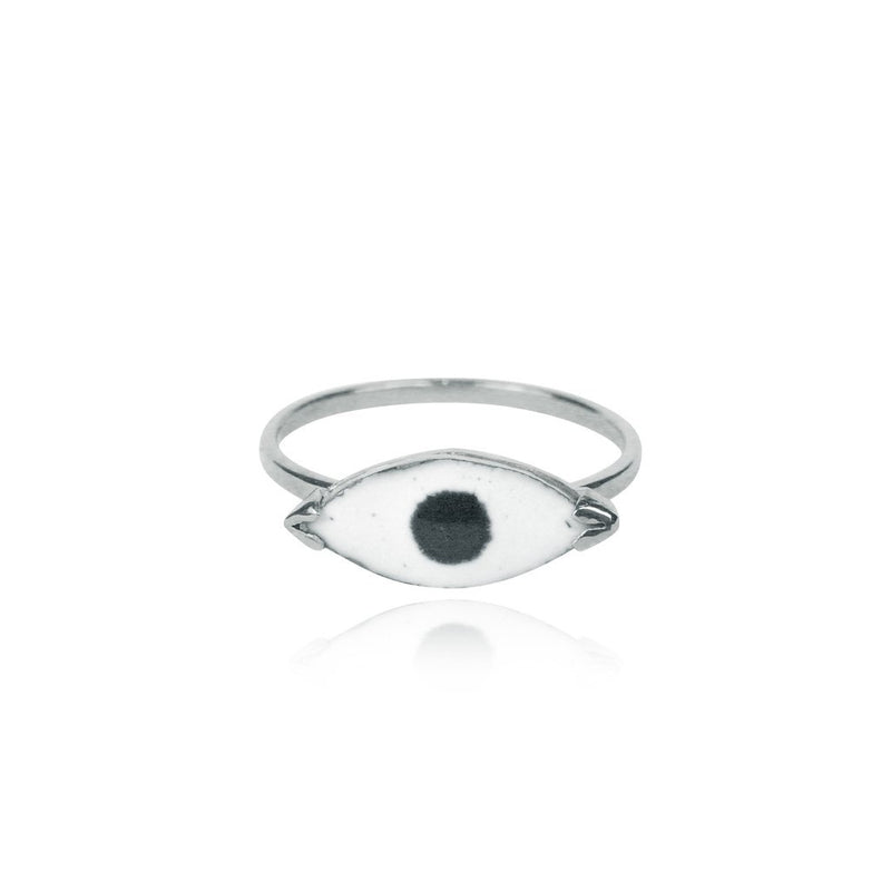 Momocreatura Enamel Eye Ring Silver