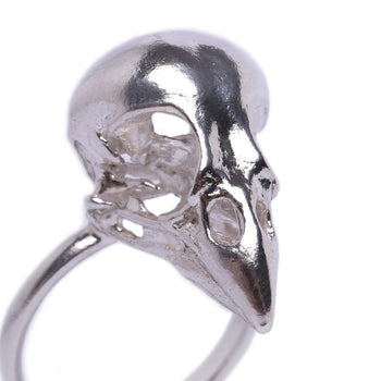 Sterling Silver Finch Bird Skull Ring