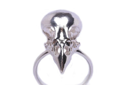 Misan jewellery handmade finch skull ring in sterling silver