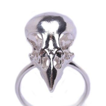 Sterling Silver Finch Bird Skull Ring