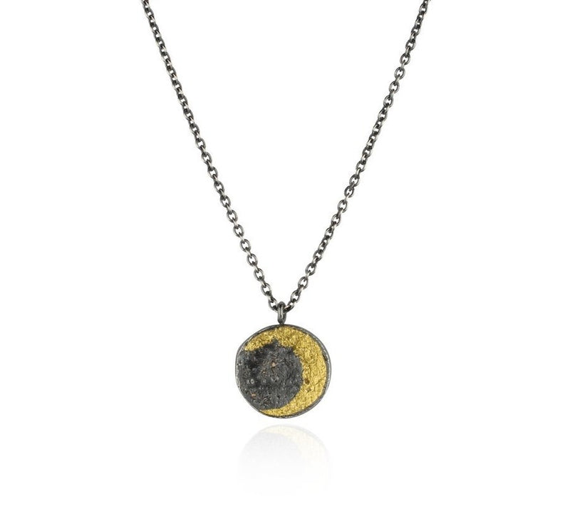 Momocreatura Disc Moon Necklace Gold Plated Sterling Silver
