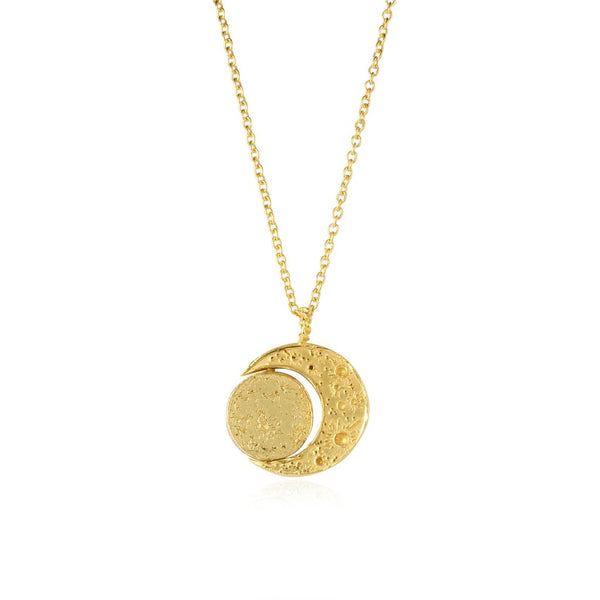 Momocreatura Crescent Moon and Face of the Sun Gold Necklace