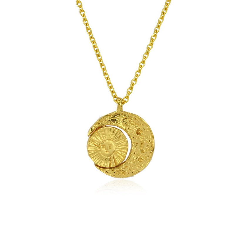 Buy Gold Moon Pendant With Sun Pendant Necklace Online in India - Etsy