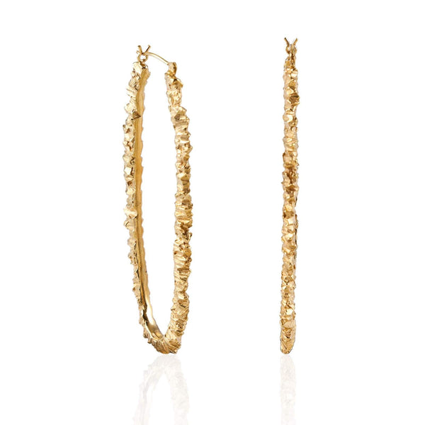 Gold Texture Hoop Earrings - Under Earth Collection