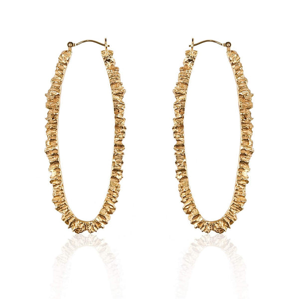 Gold Texture Hoop Earrings - Under Earth Collection