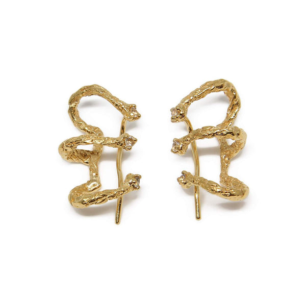 niza huang handmade 22ct gold plated silver and white topaz climbers
