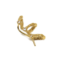 Niza Huang handmade climber earring 22ct gold plated silver and white topaz