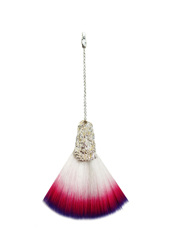 Fibre colour dangling earring in silver plated brass by Niza Huang available at cuemars.com