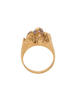 Handmade Gold Plated Ring with Herkimer diamonds