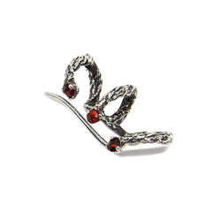 Niza Huang handcrafted climber earring oxidised silver and garnet