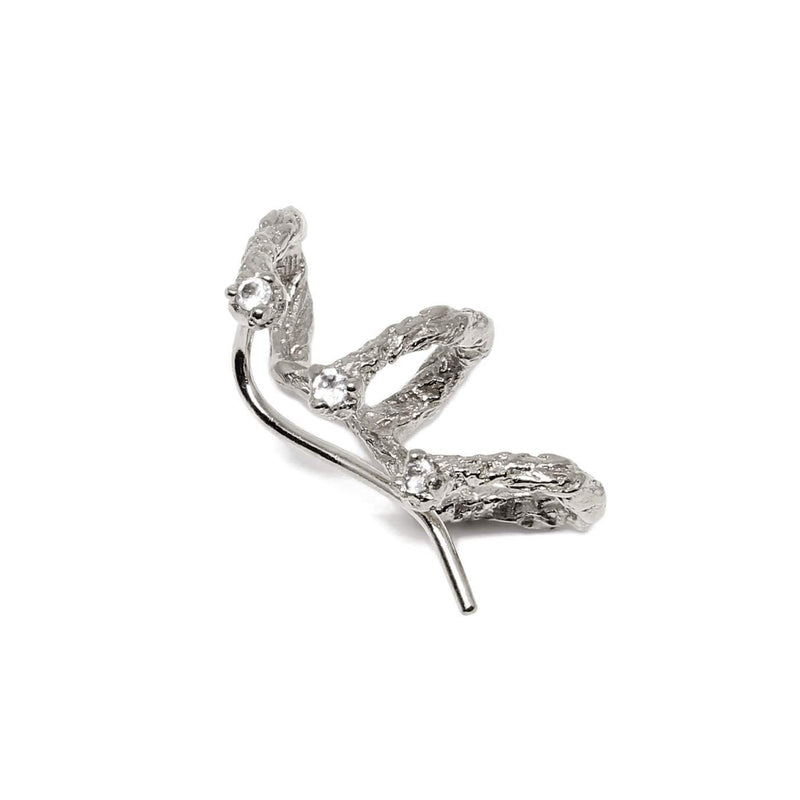 Niza Huang silver and white topaz statement climber earring