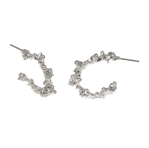 Niza Huang irregular handmade hoops in sterling silver