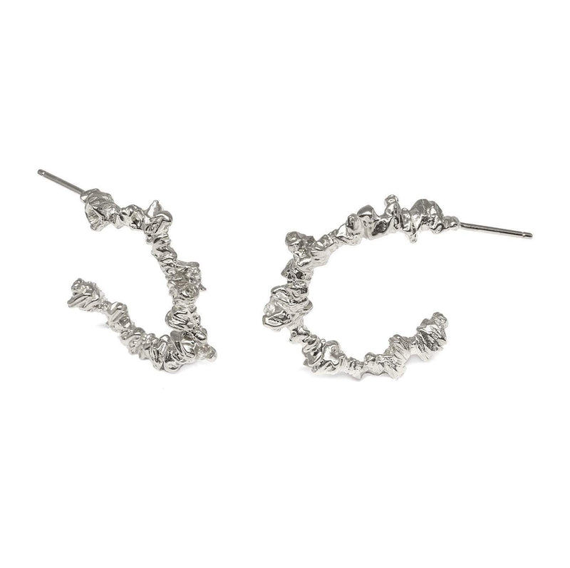 Niza Huang irregular handmade hoops in sterling silver
