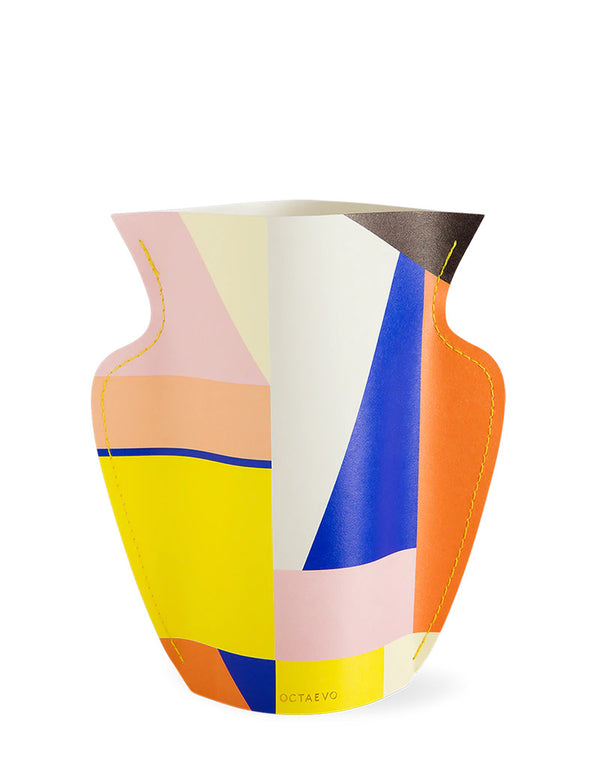 Colourful mini paper vase to put flowers in designed and made by Octaevo, available at cuemars.com