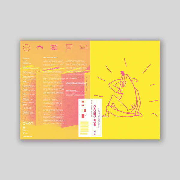 bold yellow and pink banana illustration by Aga Giecko, Posterzine Issue 42, available at www.cuemars.com