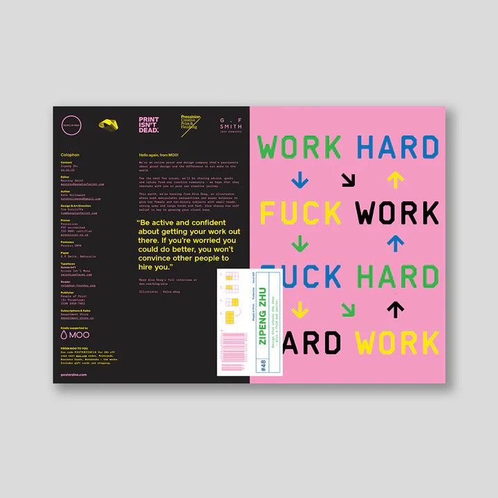Fuck hard, fuck work, fuck hard, hard work posterzine number 48, available at www.cuemars.com