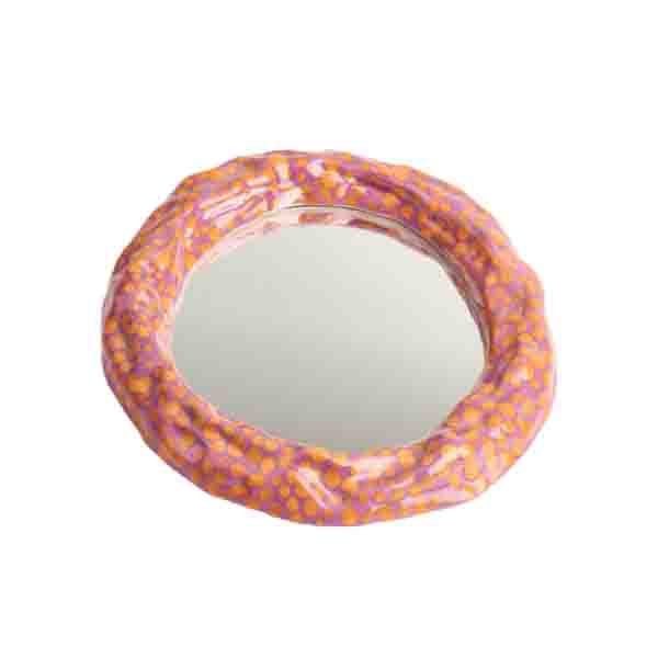 Pink and orange speckled mirror by Polish ceramicists Siup Studio. Available now at www.cuemars.com