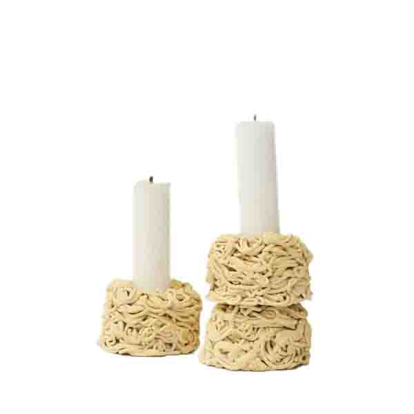 Noodles Ceramic Yellow Candle Holder by Polish ceramicists Siup Studio. Available at cuemars.com