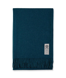 Woven Deep Blue Baby Alpaca soft blanket designed in the UK by So Cosy